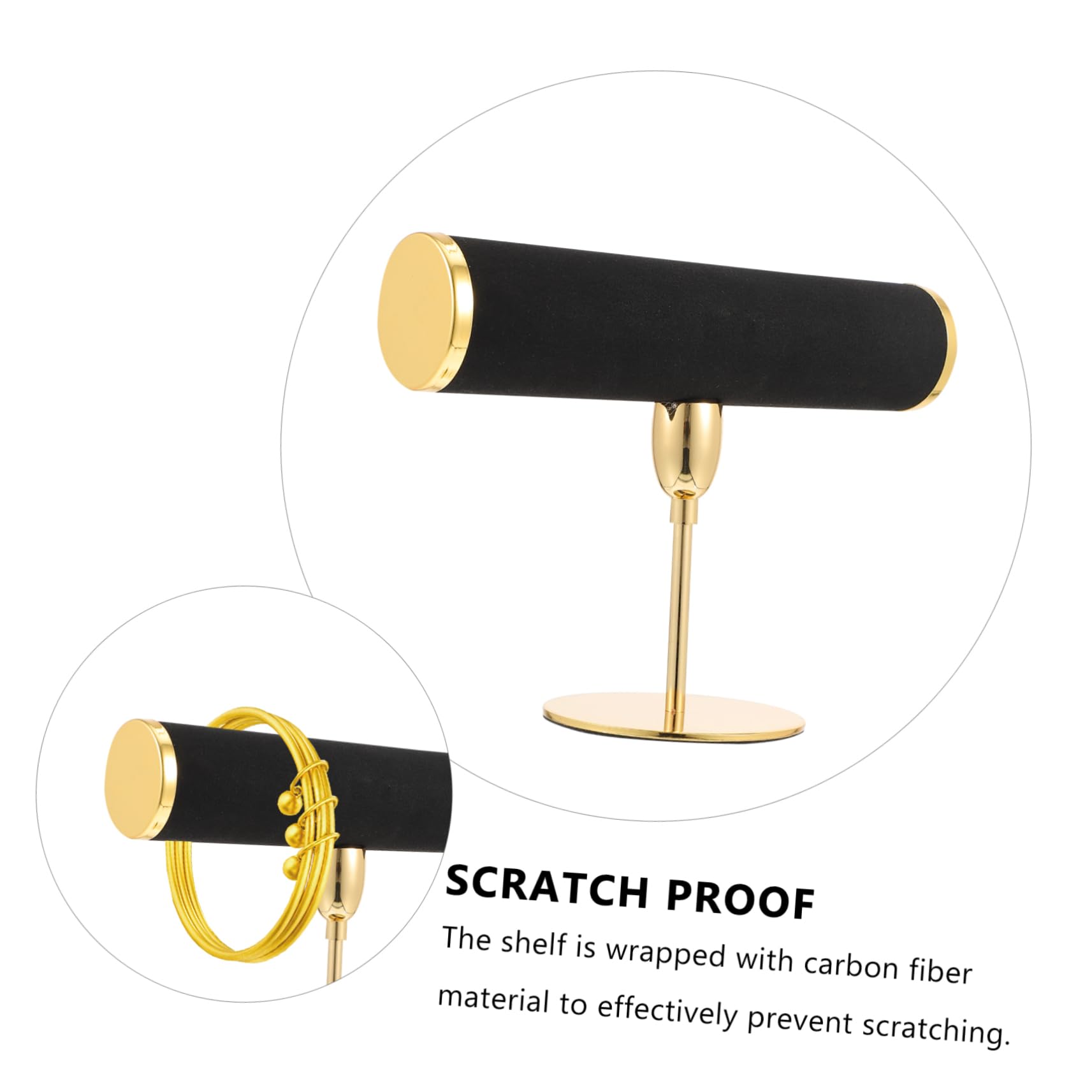 SHERCHPRY Espositore per Bracciali e Collane a Barra T in Microfibra e Metallo, Organizer per Orologi e Gioielli, Versione Oro per Arredamento Creativo