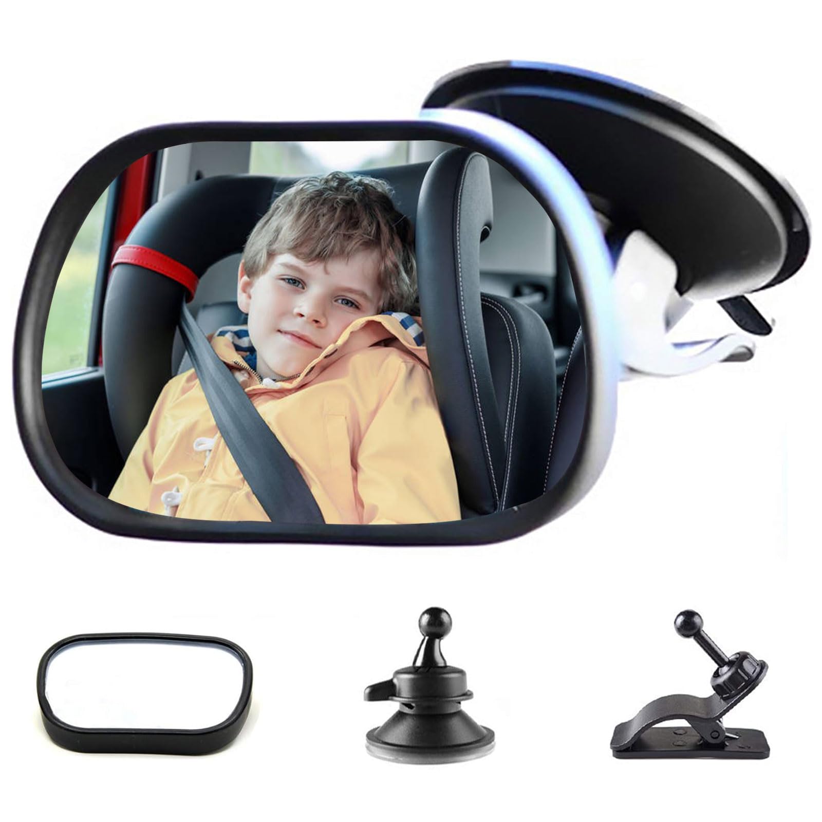 Universal Auto Innenspiegel Mit Saugnapf | Zusatzspiegel Für Fahrschule & Babyüberwachung | Weitwinkel Vibrationsfrei