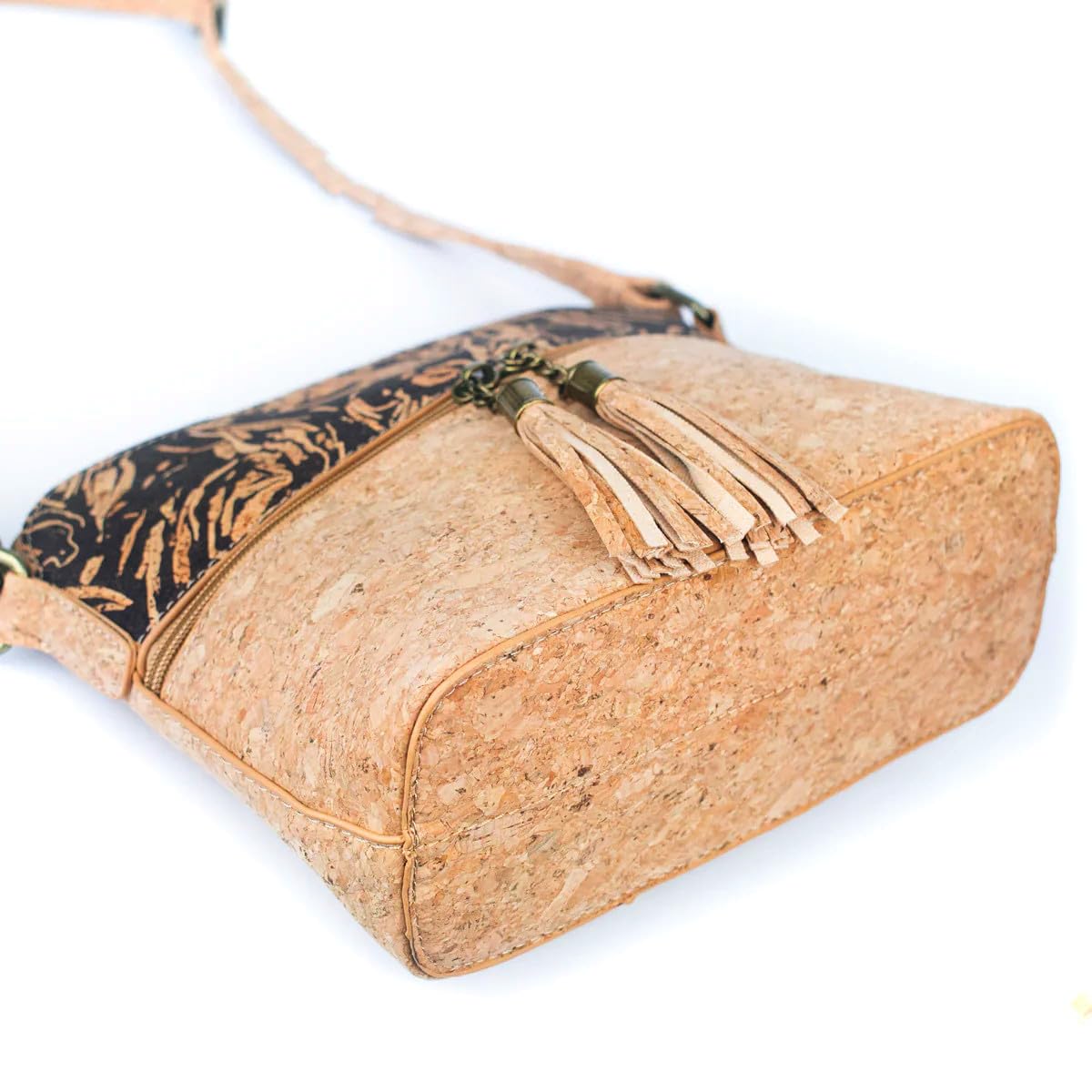 Damen Handtasche Fusion aus Kork und Kaffeebohnen Recycelte Naturprodukt Vegan Leder Nachhaltig Korktasche Schultertasche Braun M