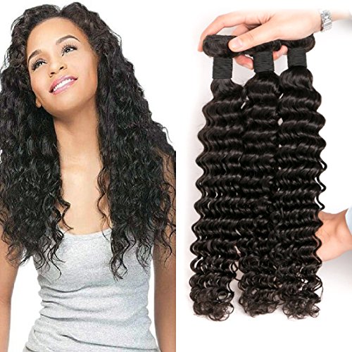Brazilian Deep Wave 14 16 18 Inch 8a 3 Bundles Unprocessed Raw Natural Virgin Human Hair Weave Extension Cheap Natural Black
