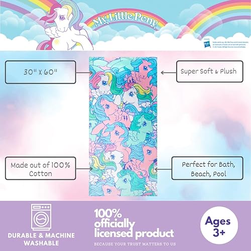 Miniatura 2 de Franco My Little Pony Retro - Toalla de baño de algodón súper suave 60 x 30 pulgadas producto oficial de My Little Pony coleccionables