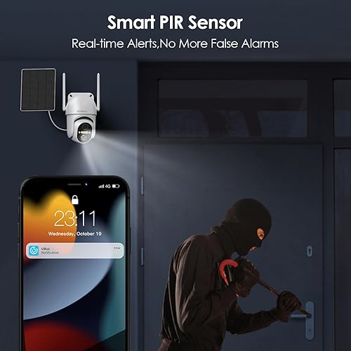 Miniatura 4 de SEHMUA Cámara para exteriores inalámbrica con tarjeta SD de 128 GB, vista de 2K 360  con batería de seguridad solar WiFi seguridad para el hogar con
