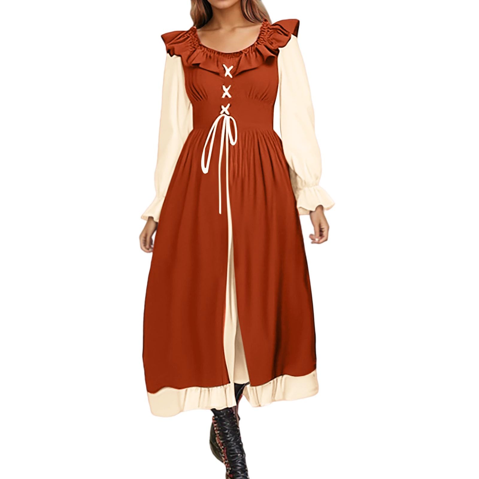 Genérico Vestido Renacentista Mujer,Disfraz Medieval Para Halloween Y Tallas Detalladas VersáTil Durante Todo El AñO InspiracióN Renacentista Para Celebraciones Festivas Y Eventos TemáTicos