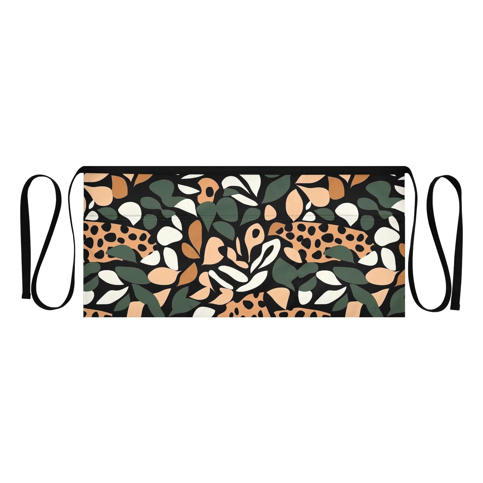 ODAWA Leopard Print Leaves Waist Apron Apron for Servers with Pockets Aprons for Men Waist