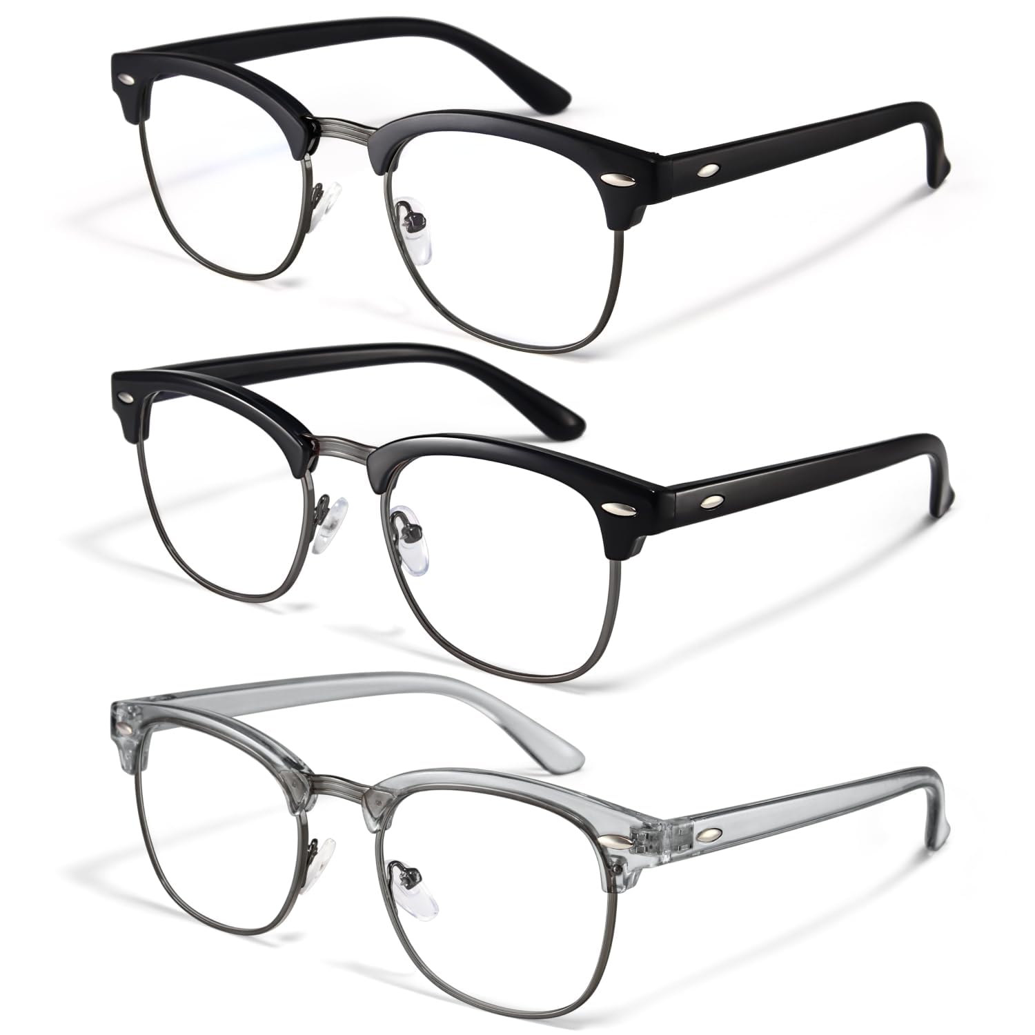 HITHINKMED racico Computer Blue Light Blocking Glasses 3 pack Blue Light Glasses Men Women, Anti Blu-Ray Clear Gaming Glasses Lenses