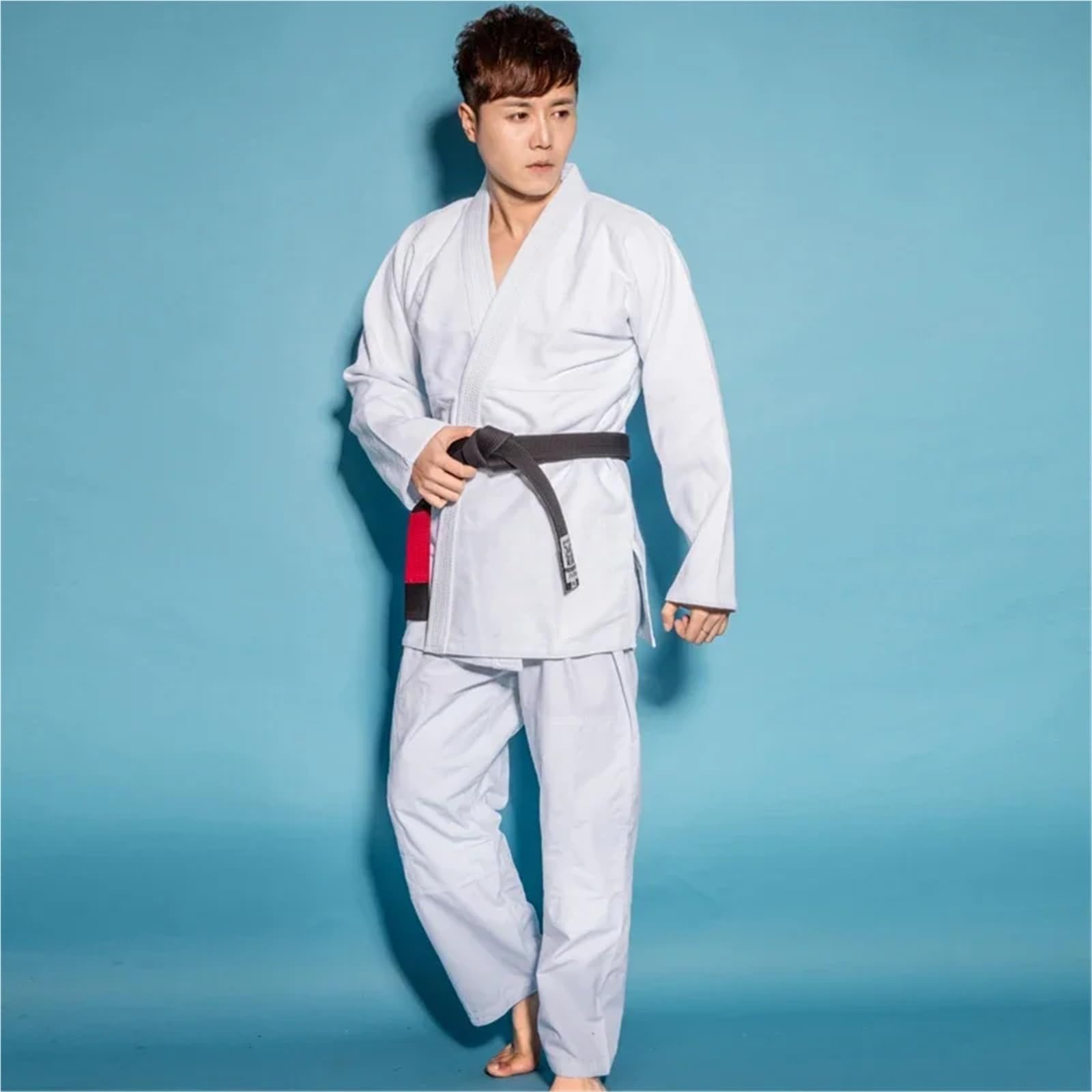 Trajes Judo Ropa de Judo, Ropa de Judo de algodón estándar Gruesa for Hombres y Mujeres, Ropa de competición Azul y Blanca for Adultos Principiantes(White,170cm)