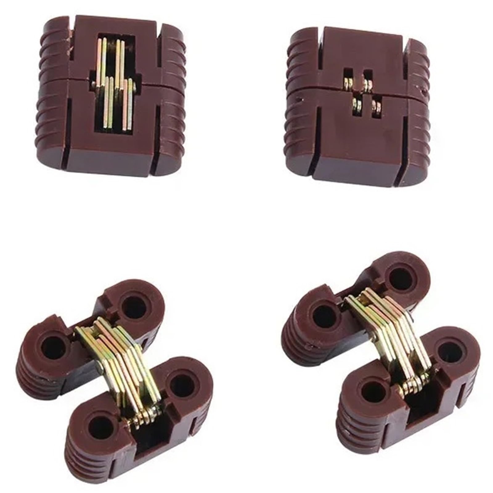 New 4Pcs Hidden-Hinges Plastic Iron Invisible Folding Door Cross Hinge Concealed