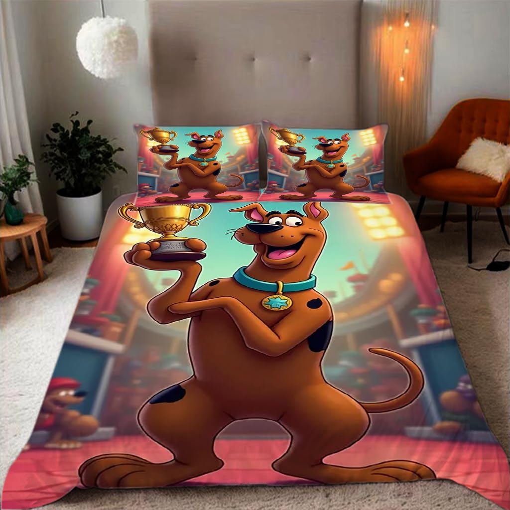Zbeiba #4 Dog Pattern Duvet Cover And Pillowcase,Microfiber Quilt Cove Single Bedding Set 3 Piece(135X200+2 * 50X75,)