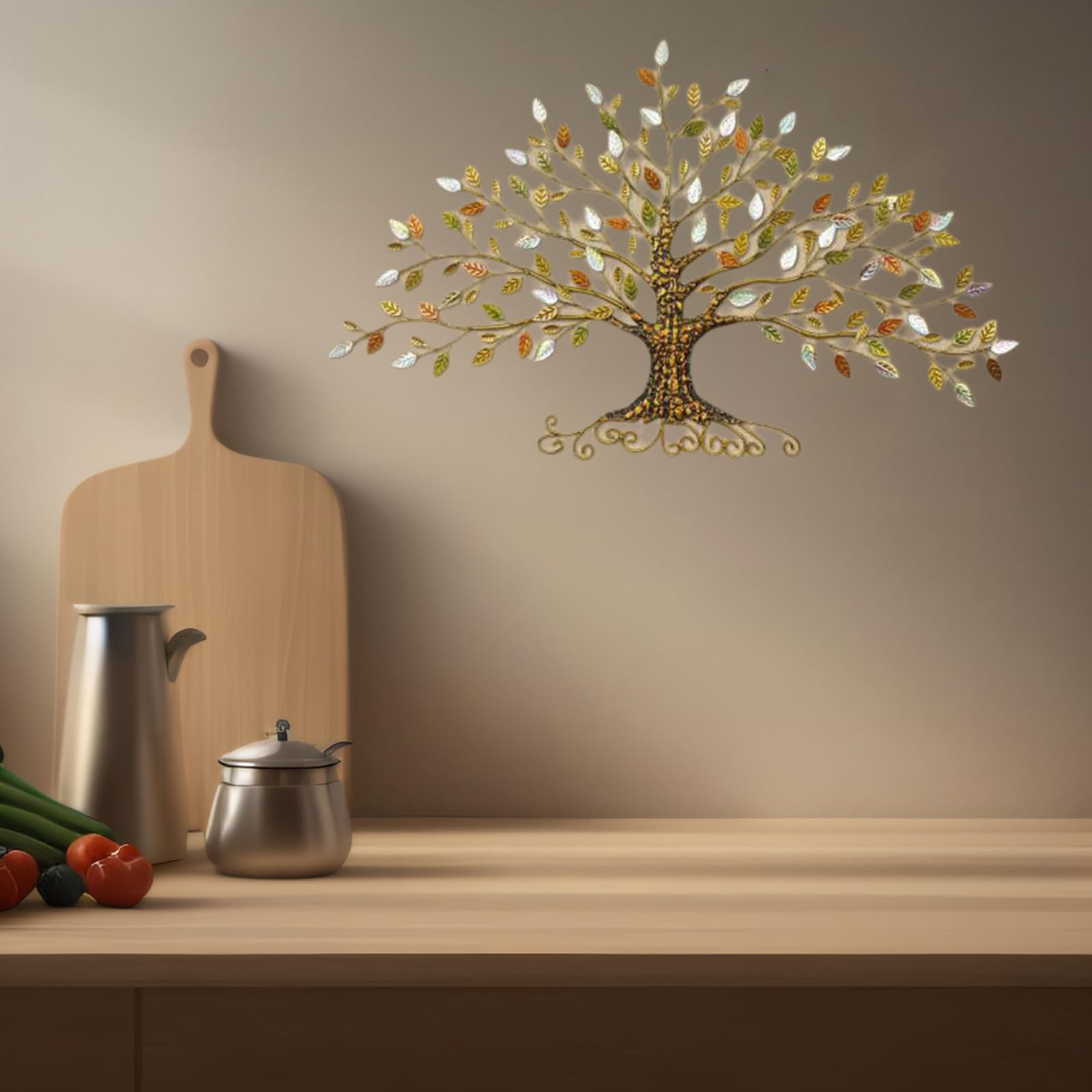 Metall Baum des Lebens Wanddekoration,Baum des Lebens Wanddeko,Baum des Lebens Wanddeko Gold,Baum des Lebens Wanddeko Groß,Wandbehang,FüR Balkon Terrasse Innen- Und AußEnbereich