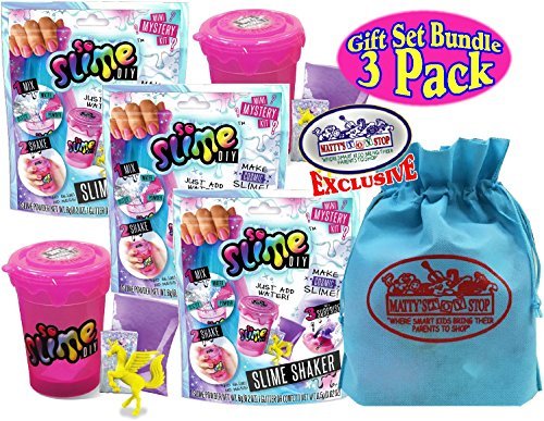 So Slime DIY Slime Shaker/Maker Blind Pack Gift Set Party Bundle with Exclusive Matty's Toy Stop Storage Bag - 3 Pack (Assorted)