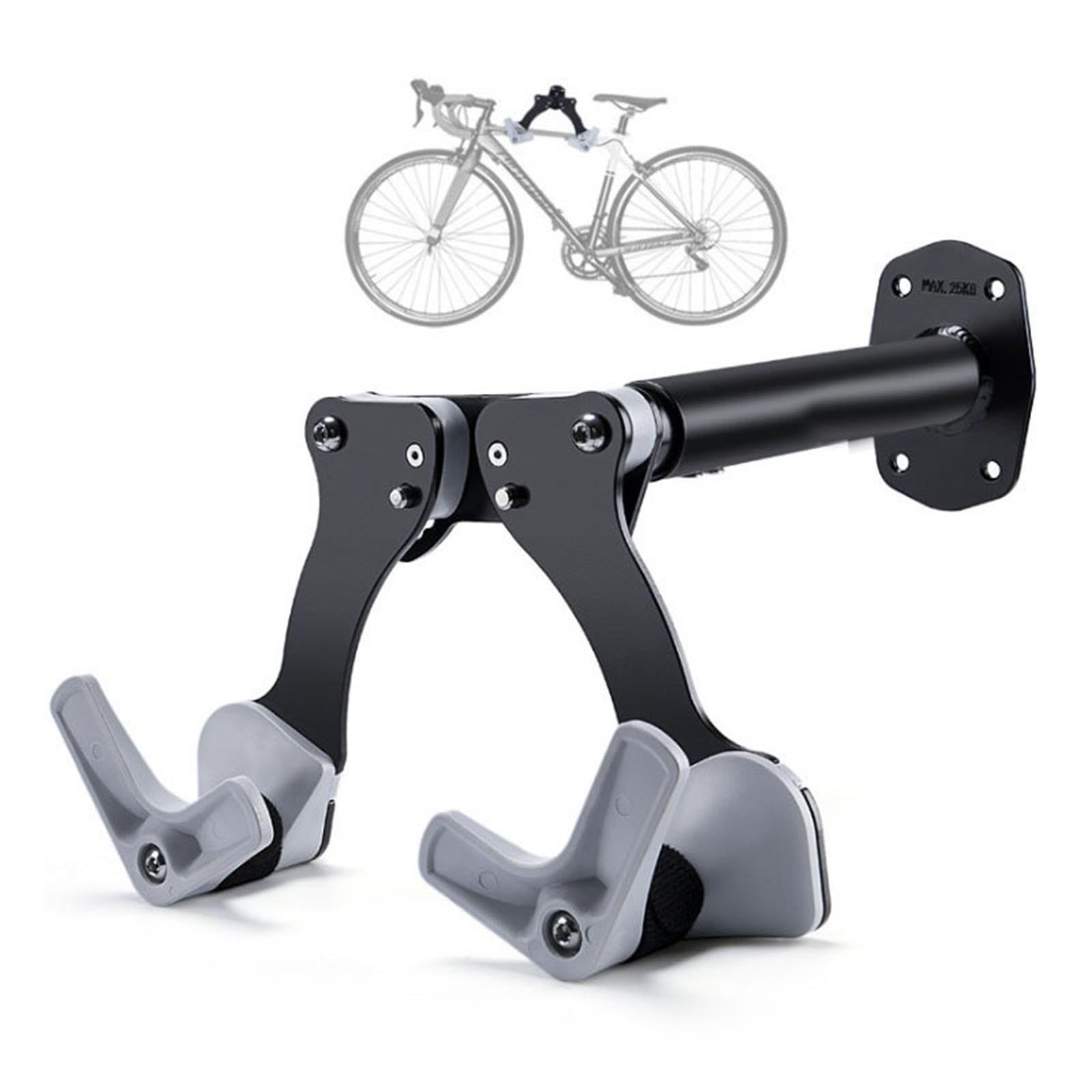 Adjustable Bike Wall Mount Rack, 25KG Capacity, Aluminum Alloy & Iron Bicycle Hanger, Space Saving Horizontal Bike Hook for Road/MTB/Kids Balance Bike, Indoor Garage Storage