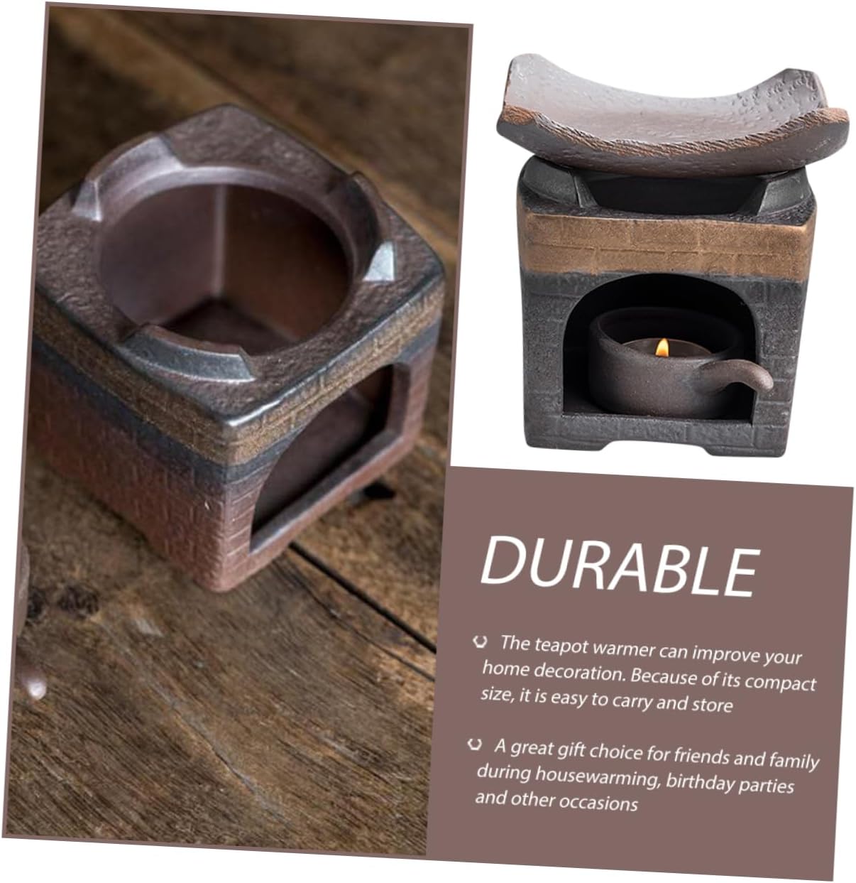UKCOCO Ceramic Teapot Warmer Stove Heat Resistant Tea Stove for Home Use Vintage Style Compact Design Porcelain Tea Stand for Loose Leaf Milk Warming