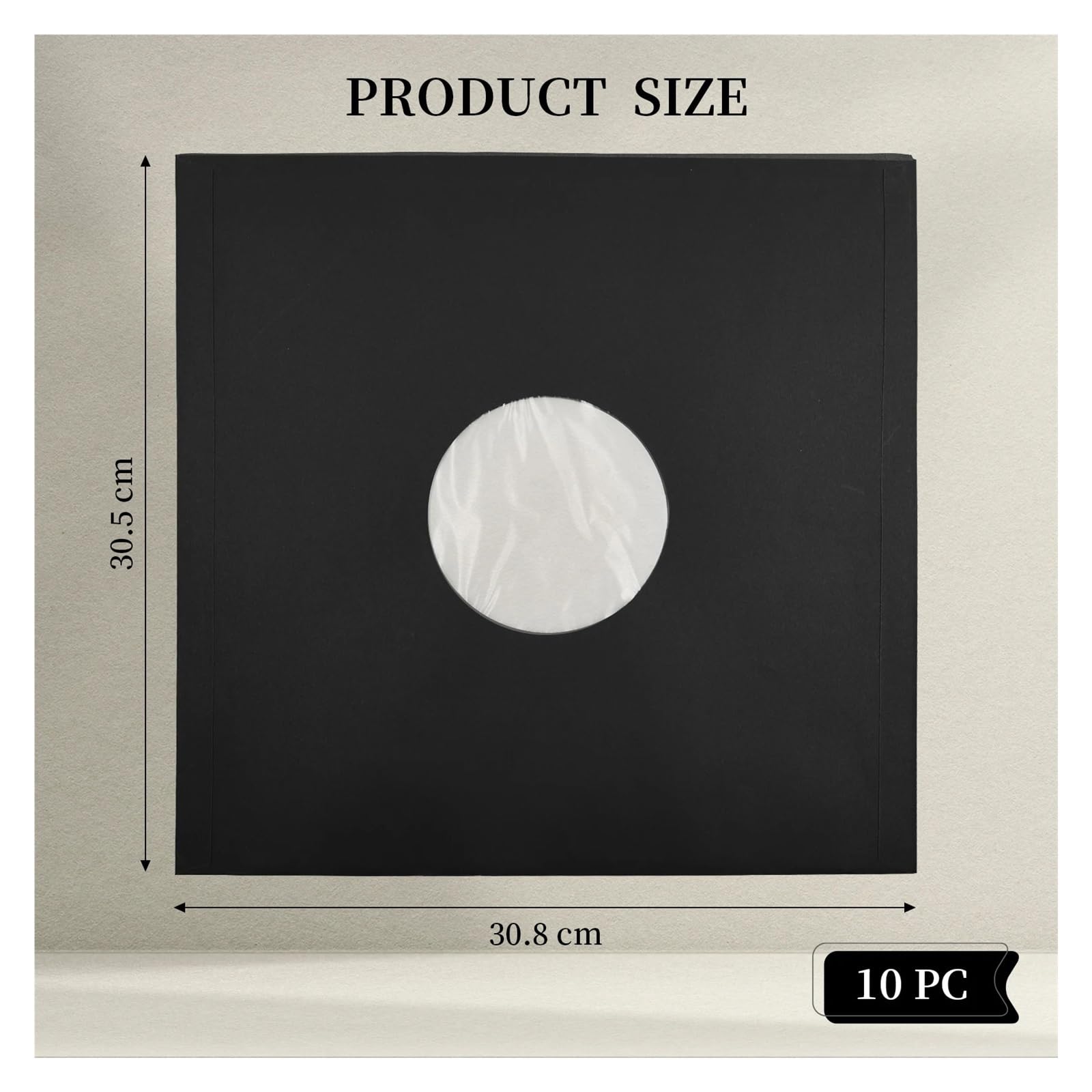 Vinyl-Innenhüllen, Vinyl-Schallplatten-Innenhüllen, Poly-gefüttert, Schwarzes Kraftpapier, Packung Mit 10 Oder 20 Stück(Black 20pcs)
