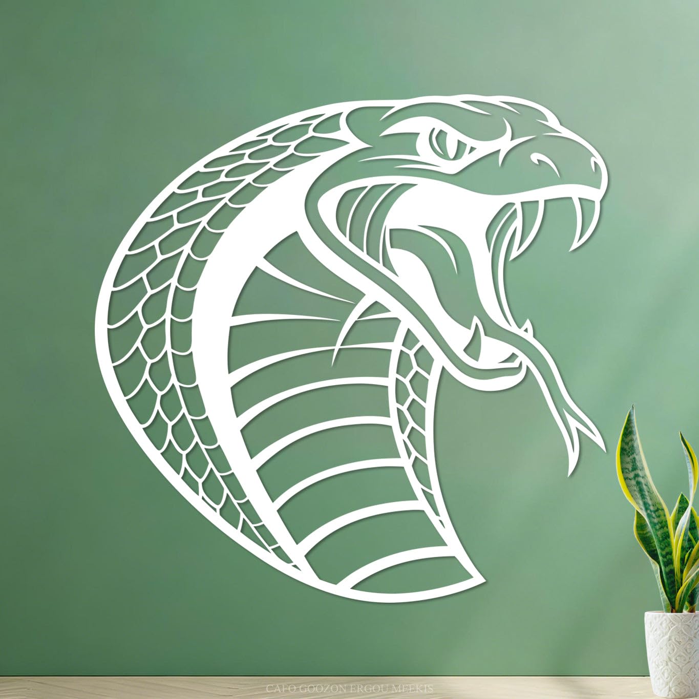 Ergou Stickerdecal-83441 A Cobra Head With It's Mouth Open Wall Stickers 42X42.4cm Equipped With Transfer Film Kit White