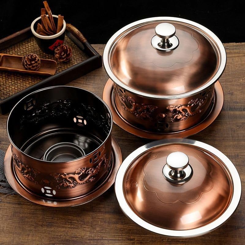 Podgrzewacze do żywności okrągłe talerze do pocierania, podgrzewacz żywności ze stali nierdzewnej do gastronomii, wydarzeń, przyjęć, wesela (28 cm)