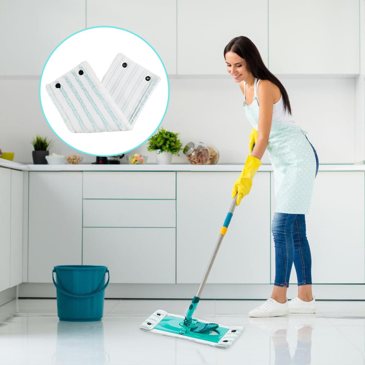 Leifheit Clean Twist M Micro Duo Zestaw 2 pokrowców na mopa podłogowego, 33 x 15 cm, akcesoria zastępcze do mopa podłogowego Leifheit, do silnego odkażania, wszystkie