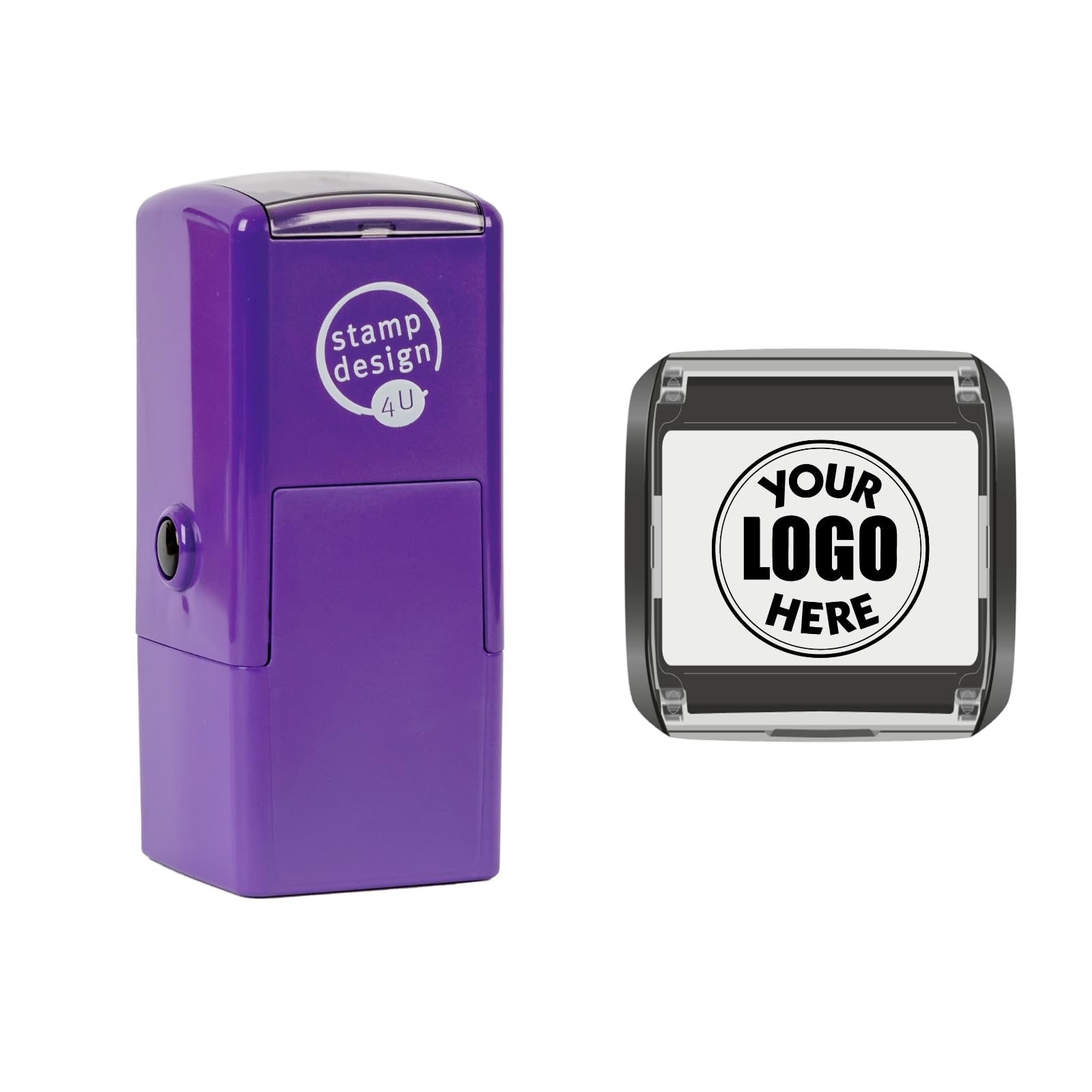 Stamp Design 4U Custom Self-Inking Logo Stamp, Black Ink, 25 x 25mm Impression Size, Professional Business Rubber Stamp, Personalised Design Upload