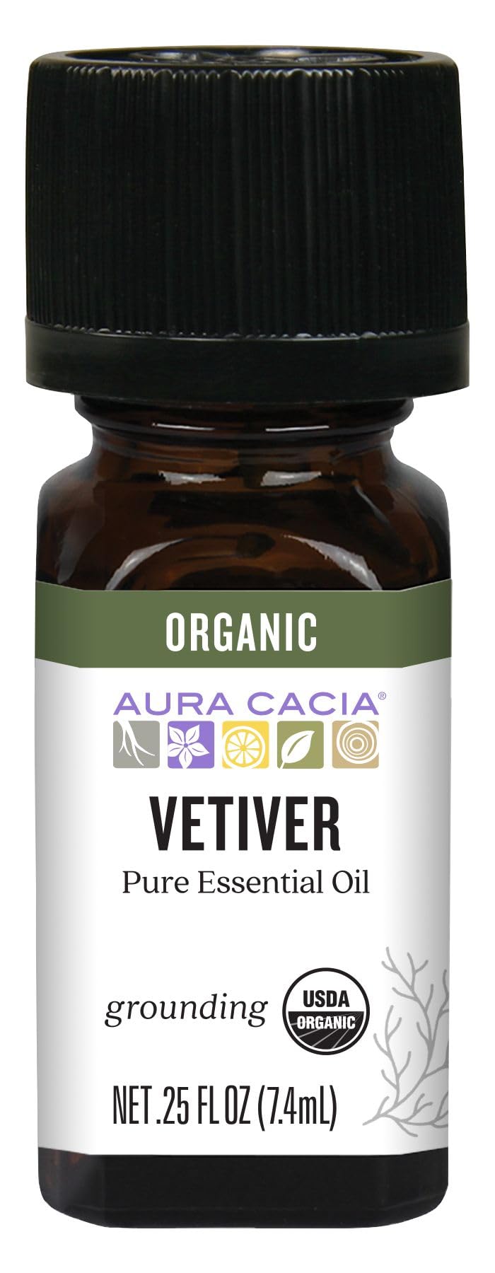 Certified Organic Pure Vetiver Essential Oil, 0.25 fl. Oz