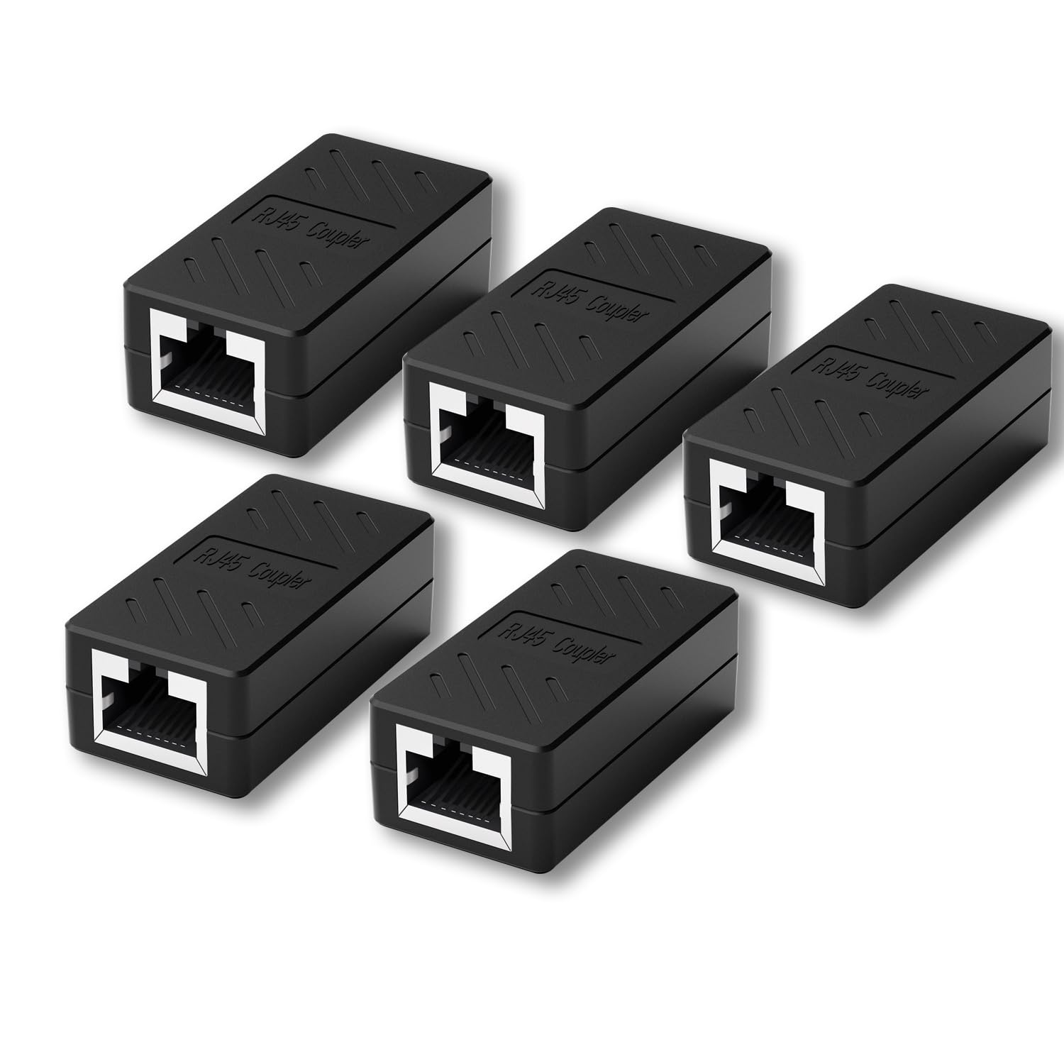 Y.D.F RJ45 Coupler, Network Coupler, Ethernet Connectors, Hielded in-Line Coupler for Cat7/Cat6/Cat5e/Cat5 Ethernet Cable Extender Connector - Female to Female (Black-5 Pack)
