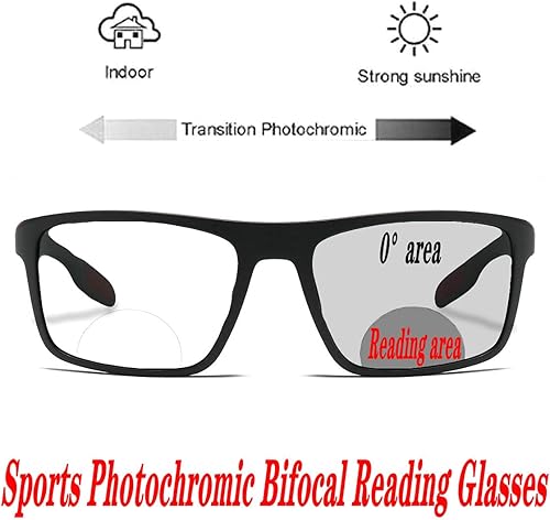 Miniatura 2 de Gafas de lectura bifocales fotocrómicas para hombre, gafas deportivas para mujer, gafas de sol de transición cuadrada