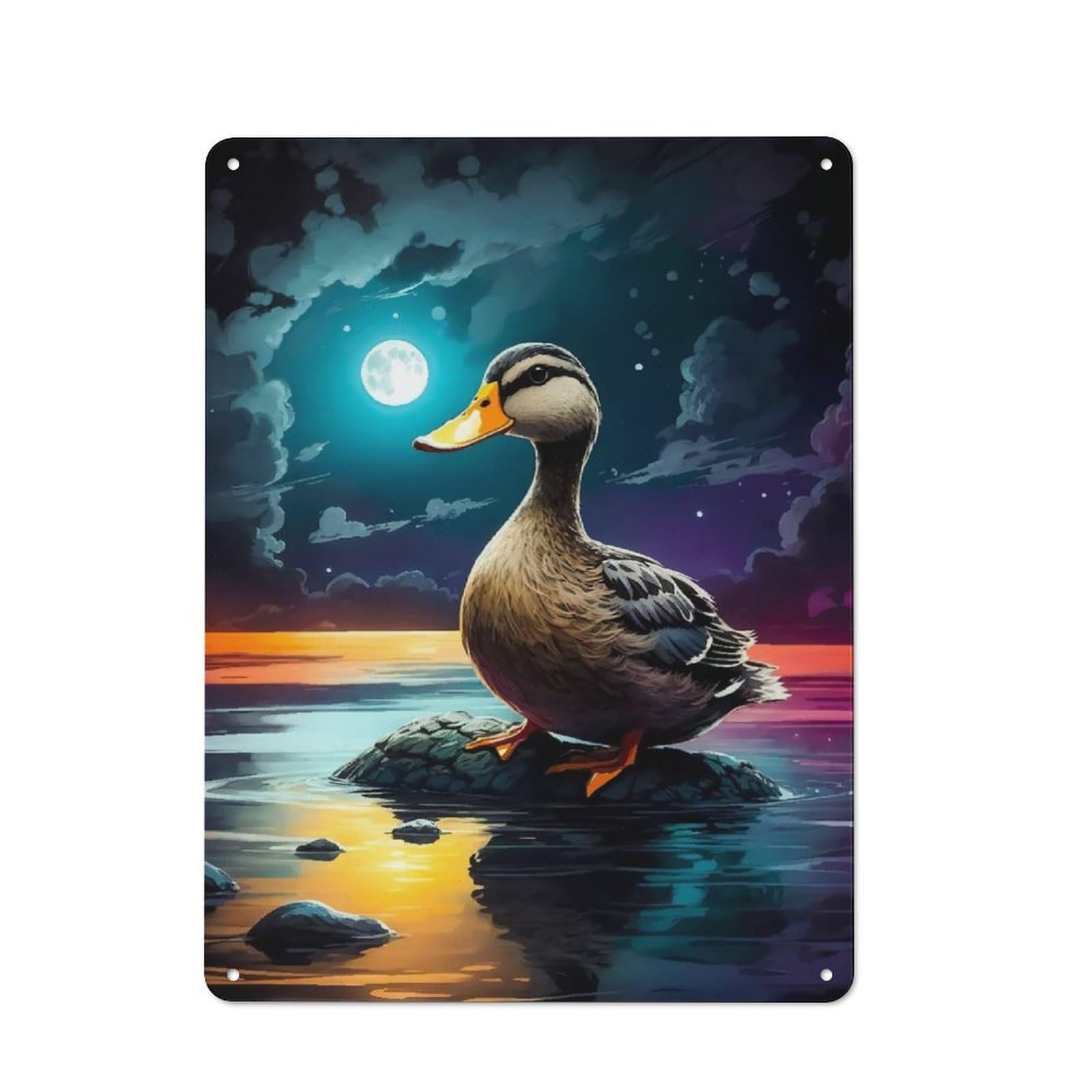 Junmoney Lake Duck Vintage Tin Sign 40X30cm With For Kitchen Or Home Bar, For Metal Sign Collectors, For Kitchen And Home Bar Decor