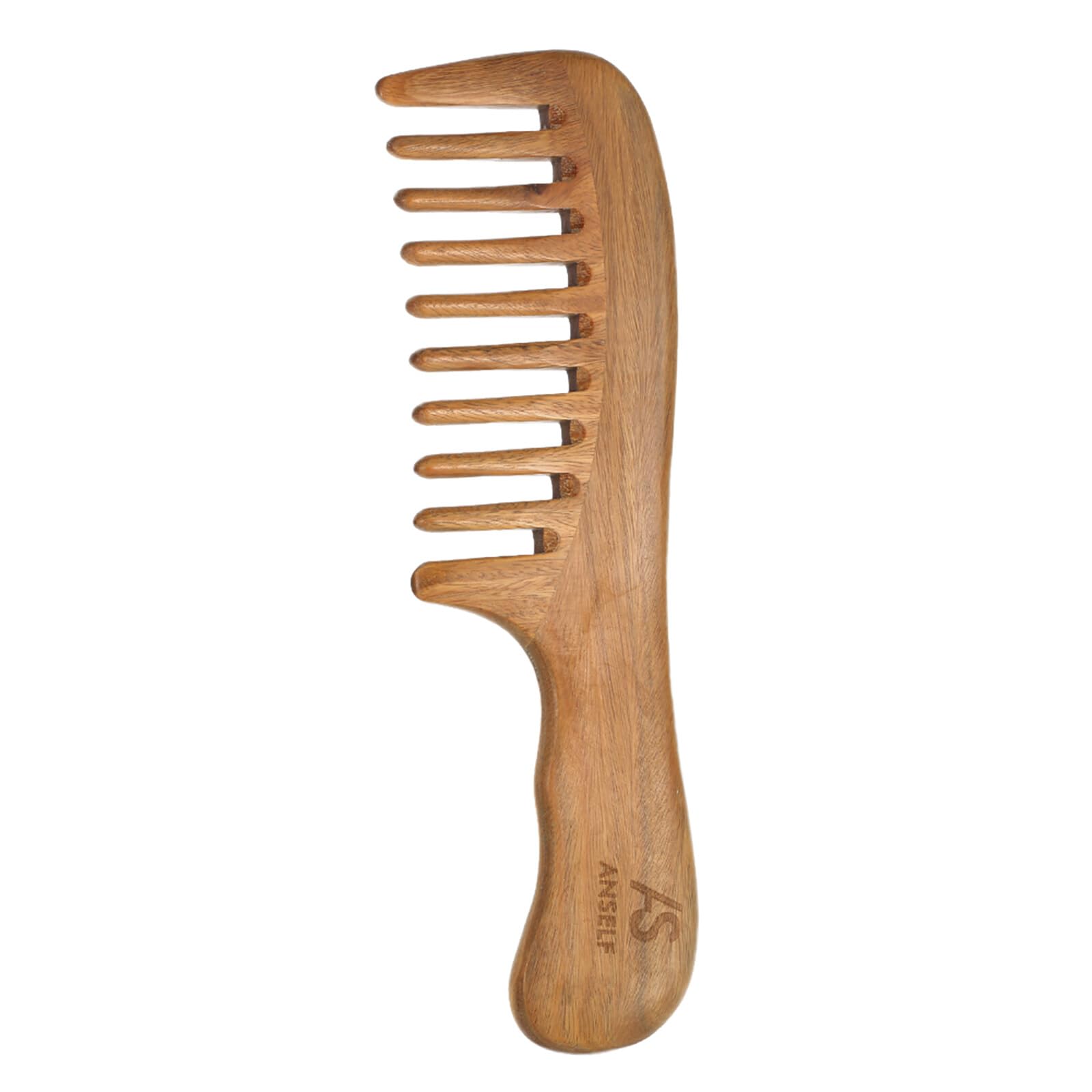 1 pc pente de madeira natural verde sândalo artesanal dente largo pente de madeira
