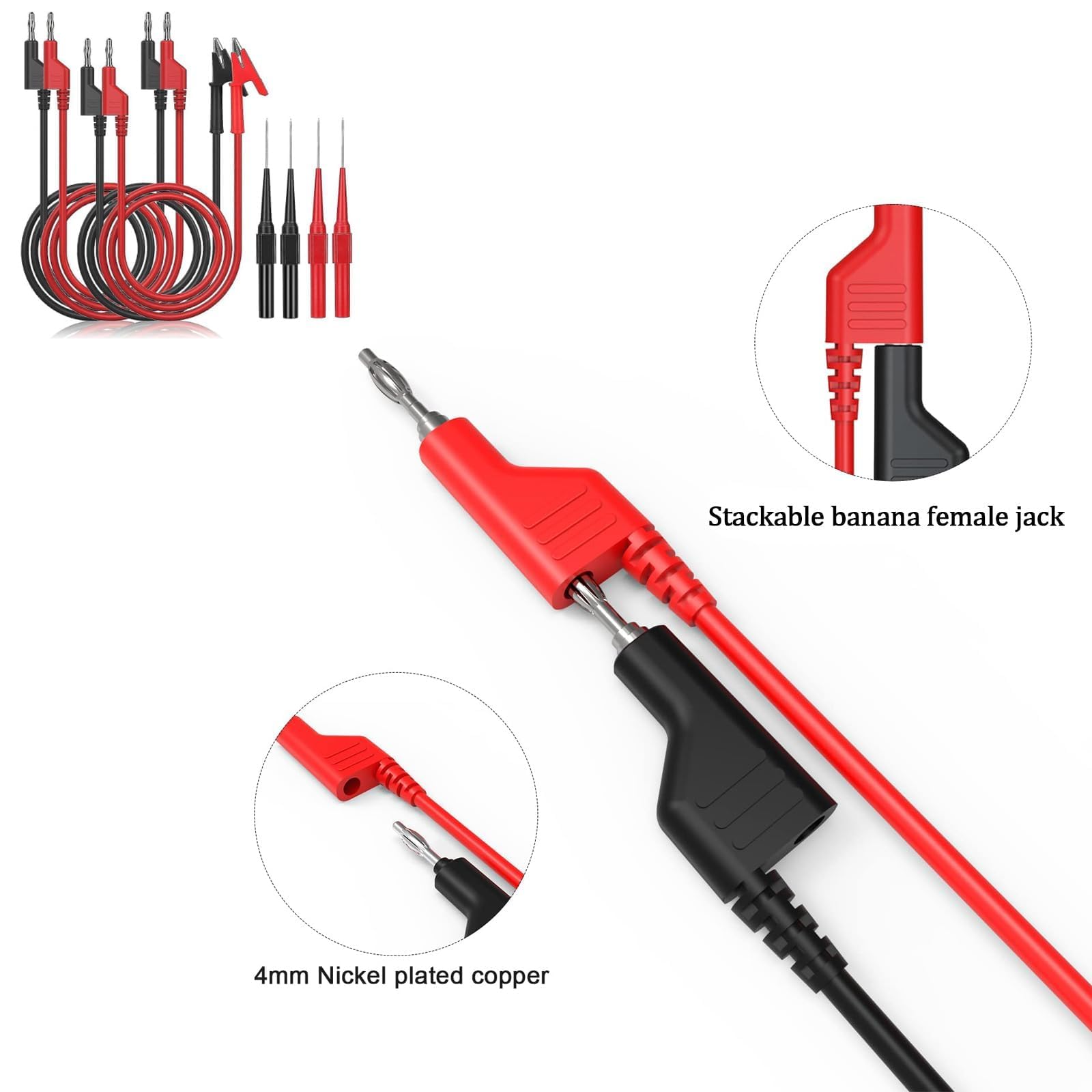 Cavi Di Prova Per Multimetro 3 Set - Pinze A Coccodrillo E Connettori Banana - Foto 9
