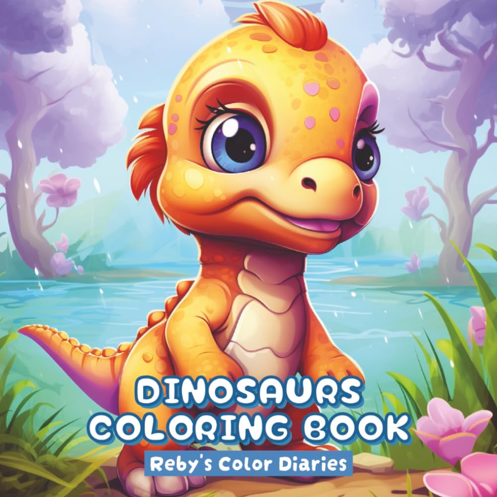 Dinosaurs Coloring Book: Bold and Easy Cute Prehistoric Dinos pages for Kids ages 4-6, 6-8, 8-11