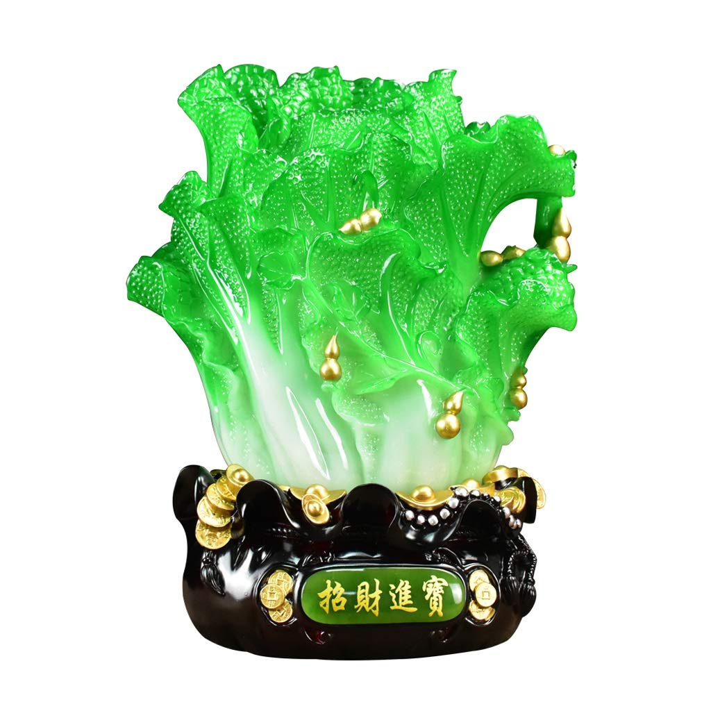 Estatua de Feng Shui/Estatuilla de la Suerte de la Riqueza Decoración del hogar Estatuas de Feng Shui Figura de poliresina de repollo de la Suerte de la Riqueza Obra de Arte, Regalo de felicitación