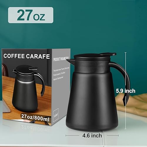 Miniatura 7 de PARACITY Jarra térmica de café, termo de acero inoxidable de 27 onzas para bebidas calientes, termo de café aislado al vacío de doble pared, jarras