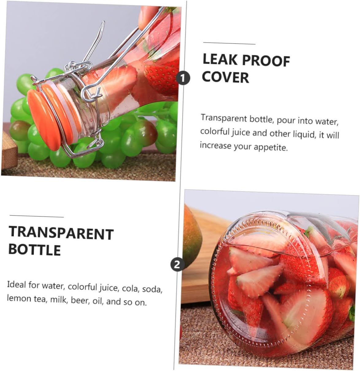 Garneck 1pc Airtight Glass Food Storage Bottle Practical Swing Bottle for Beer Fruit Enzyme Water and Decoration Leak Design for Entertaining and Everyday Use