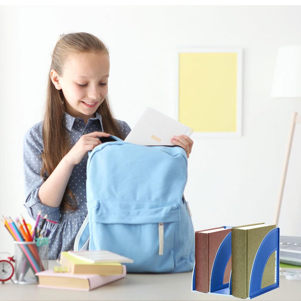 Revistero, 3 Compartimentos Desk Organizer Revistero Archivador de Plástico para Oficina y Hogar Organizador Libros Documentos… (azul marino)
