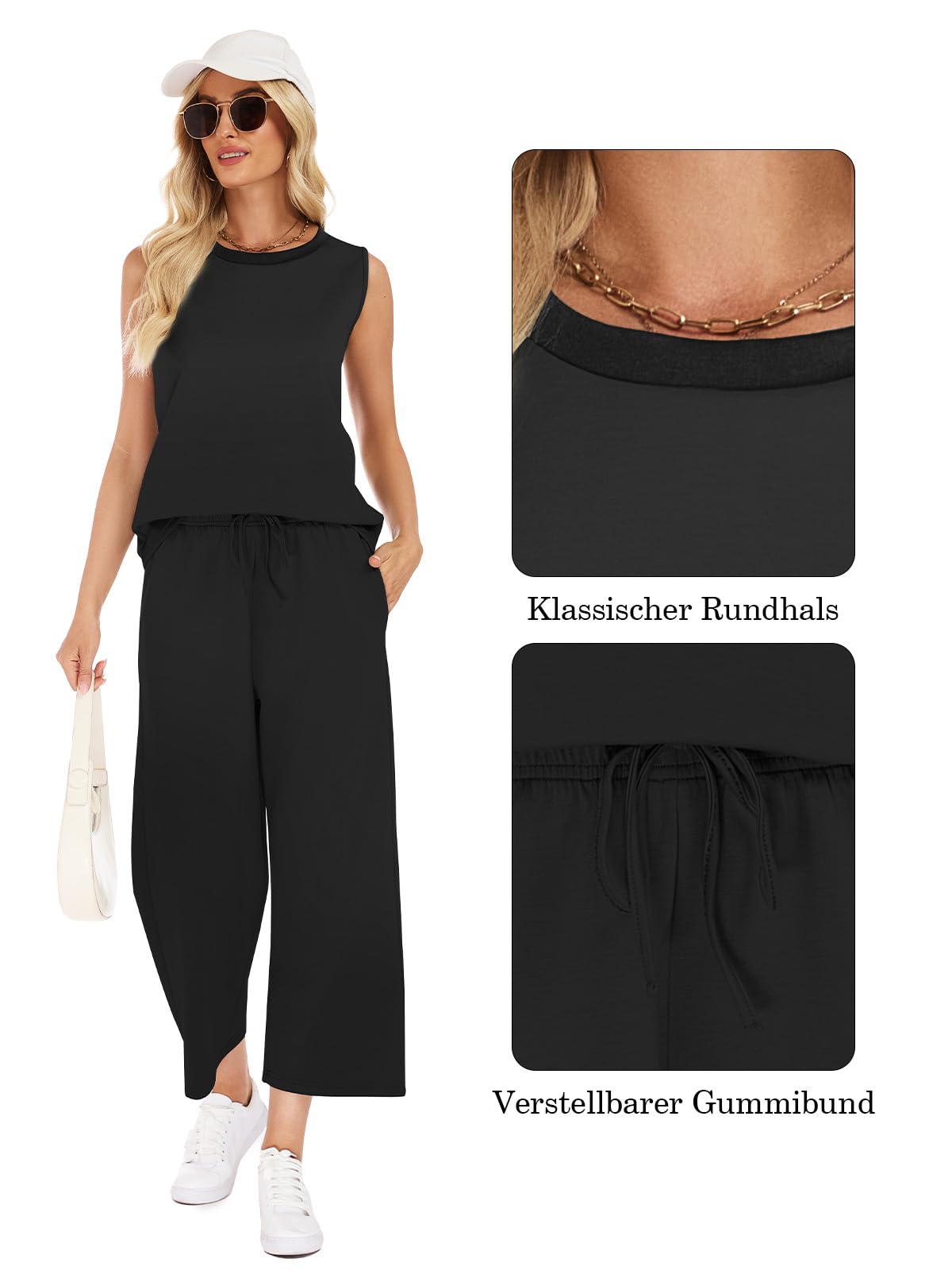 VUTRU Chándal de dos piezas para mujer, traje de verano de manga corta, informal, chándal para mujer y pantalones anchos con bolsillos, traje de casa