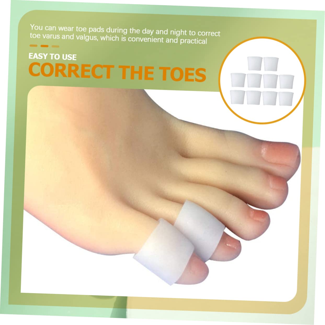 NOLITOY 10pcs Cover Stretcher Straightener Silicone Protectors Bunion Splint Protectors Caps Overlapping Foot Separator Thumb Foot Women's White