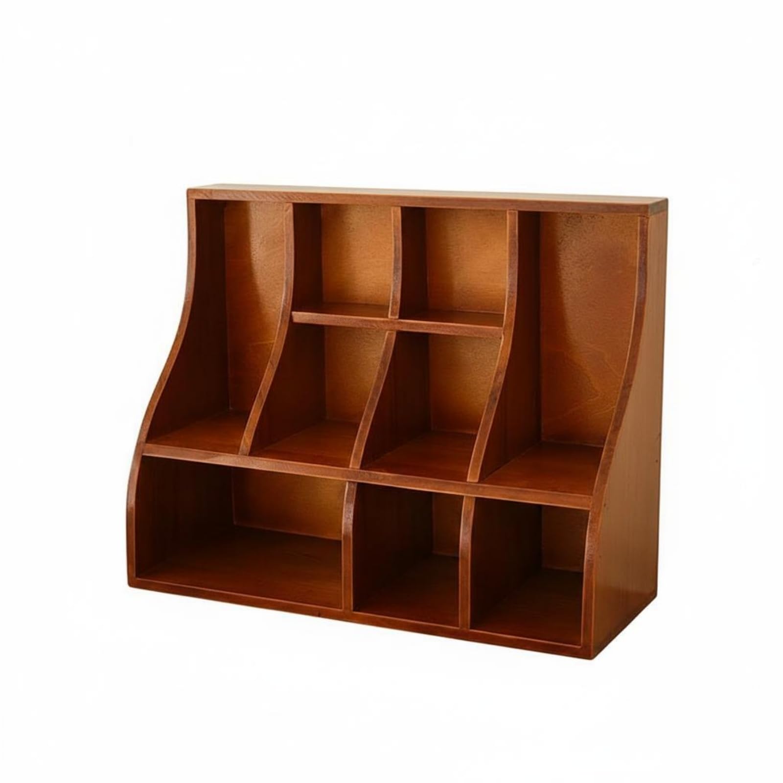 F Fityle Organizador de Perfumes Estantería de Madera para Escritorio Soporte de Exhibición Repisa con Divisiones Curvas para Mantener Orden Adecuado para, Marrón