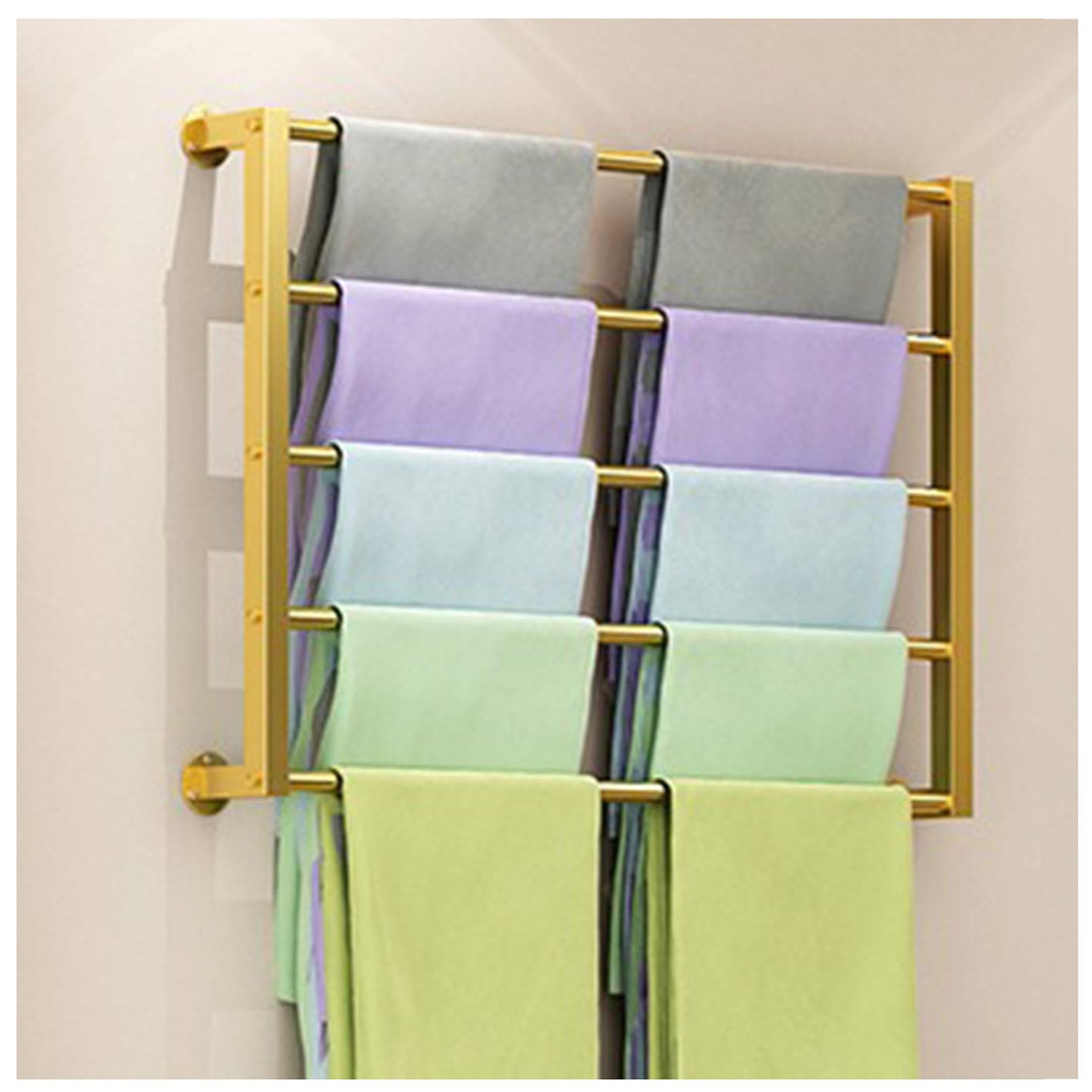 DETMOL Wall-mounted scarf and ribbon organizer for retail stores – space-saving holder for ties, silk scarves, towels, and gift wrap. Ideal for clothing stores, florists, and home textiles shops.