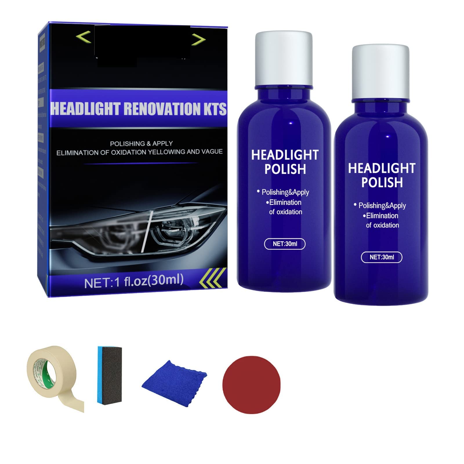 MAKINGTEC Car Headlight Repair Agent, Wipe New Headlight Restore Taillight Repair Kit-Set, Car Headlight Cleaner and Restorer Kit, Headlamp Cleaner Restorer, and Polish Cloudy Lights Taillights
