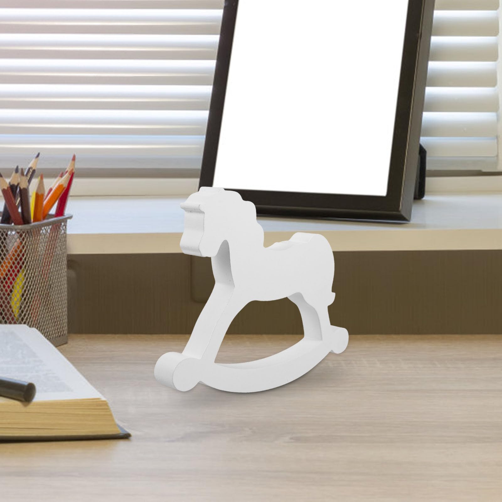 TOYANDONA 3 Piezas Caballo Mecedor Decorativo de Madera Blanco, Figura