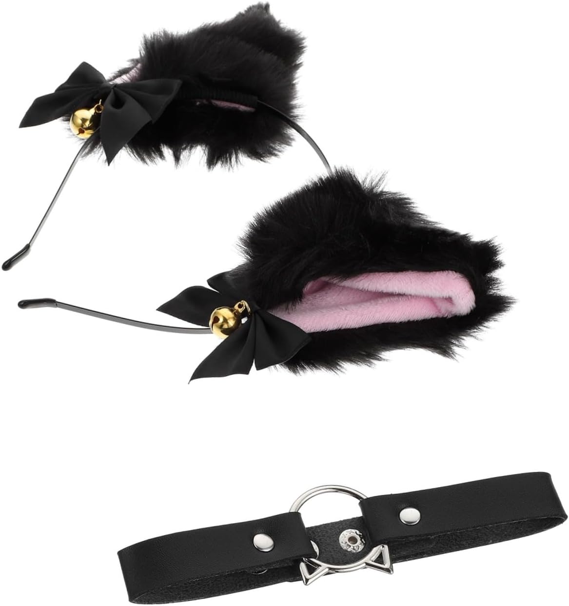 1set Festival Cat Ears Headband and Collar Furry Cosplay Accessories for Parties Weddings and Celebrations Fun Neck Decor and Unique Photo Props