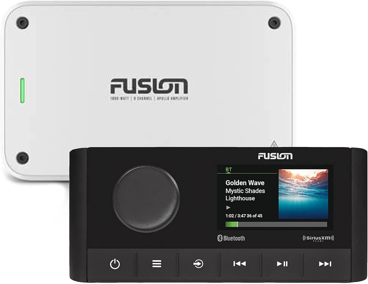 Fusion MS-RA210 Apollo Marine Entertainment System with Fusion MS-AP61800 Apollo 6 Channel Marine Amplifier