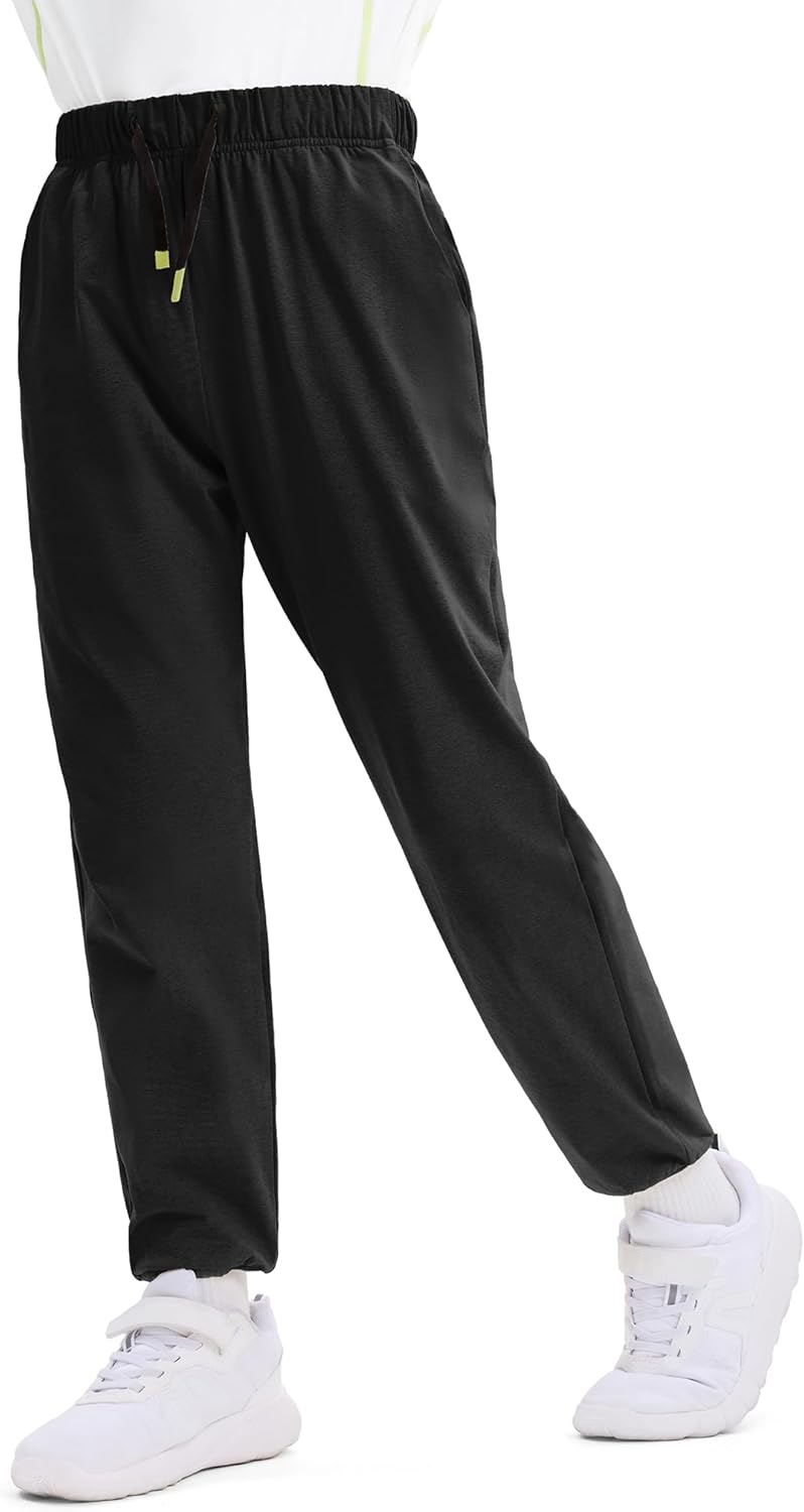 PATPAT RapidAir Boys Quick-Dry Pants with Pockets & Drawstring, Athletic Joggers for Running Sports Outdoor School Uniform