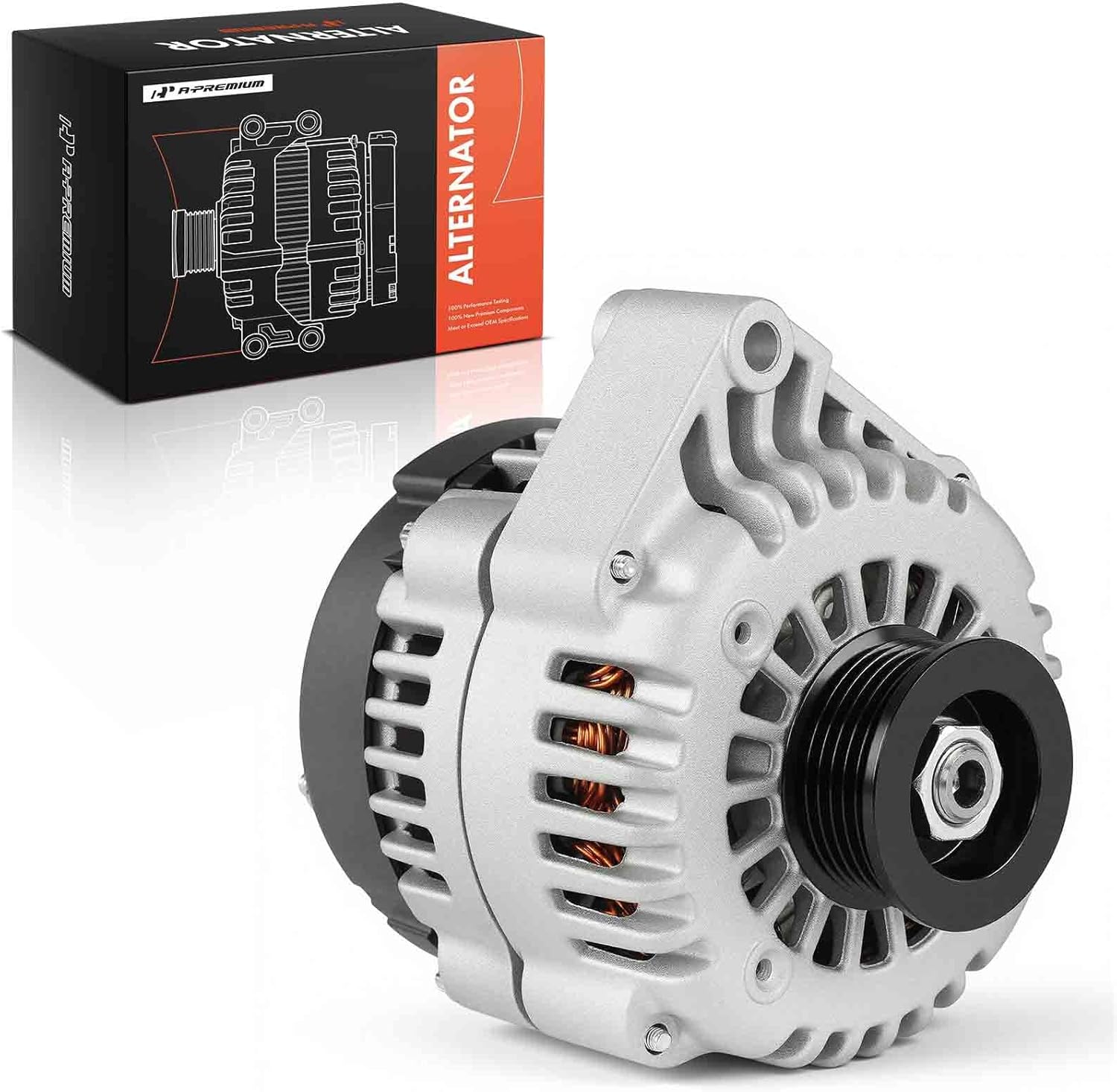 A-Premium Alternator Compatible with Chevy Impala Monte Carlo 2002-2004 V6 3.4L & Buick Century 2002-2004 V6 3.1L, 105Amp 12V 6-Groove Pulley Clockwise, Replace# 400-12227, 321-1843