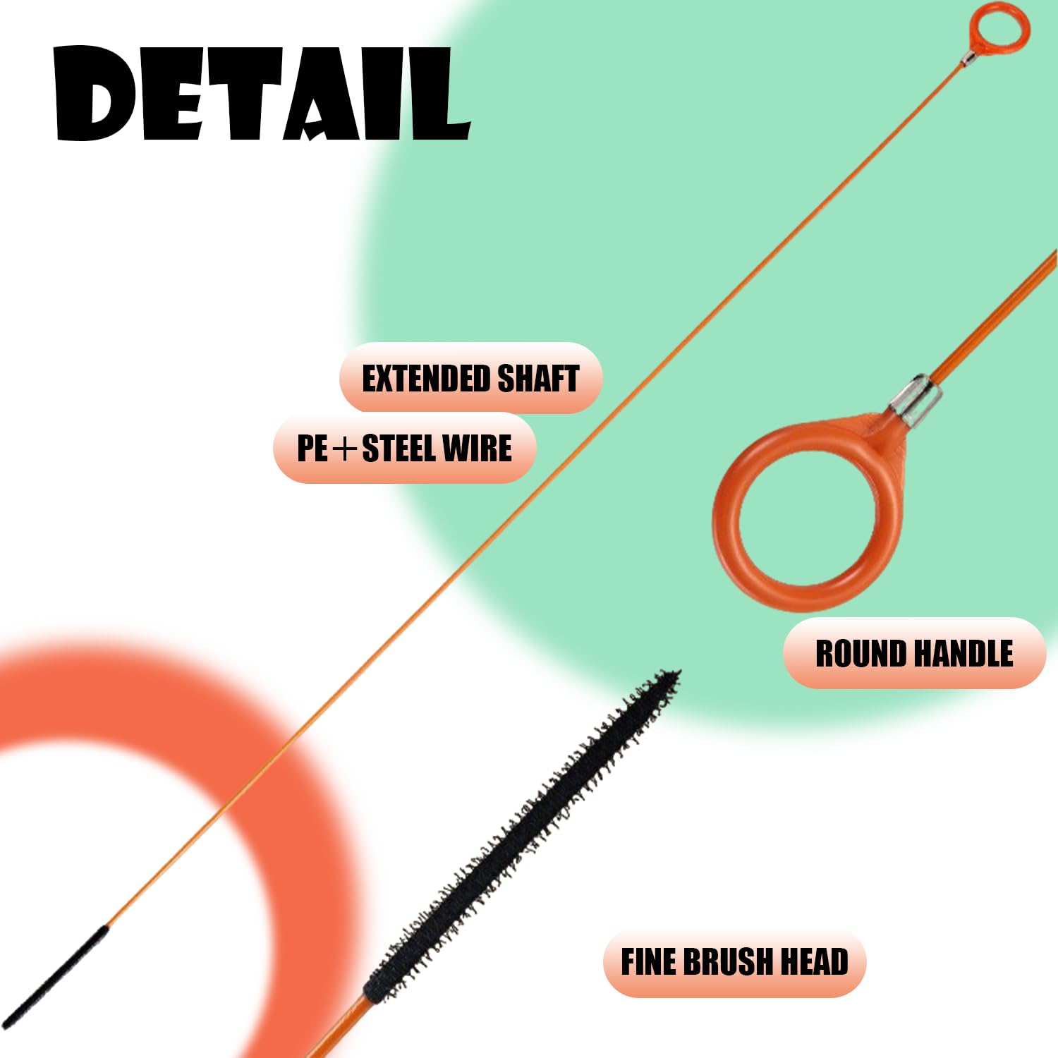 4PCS Drain Unblocker Tool, 90cm Drain Snake & 81cm Sink Unblocker Brush, Flexible Hair Clog Cleaner with Twist Handle for Bathroom Sink, Kitchen, Shower Drain - Image 3