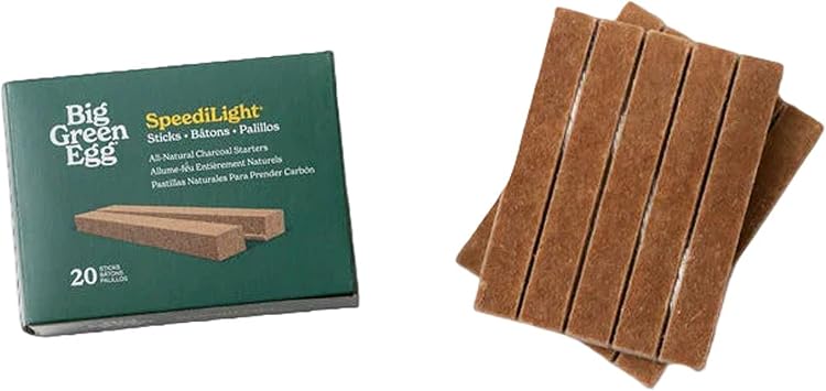 BGE SpeediLight Sticks Charcoal Starter Cubes, Natural Wood, 20 Count, Quick Light Fire Starters for Big Green Egg Grills, Smokers, Fires, Bonfires