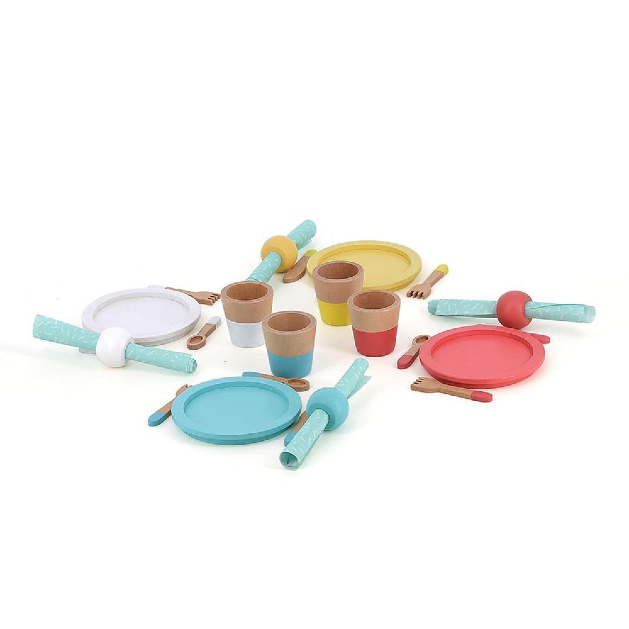 Vilac 8178 Wooden Dinner Set for Children, Stimulates Imagination and Imitation with Plates, Glasses, Cutlery and Napkins, Promotes Fine Motor Skills