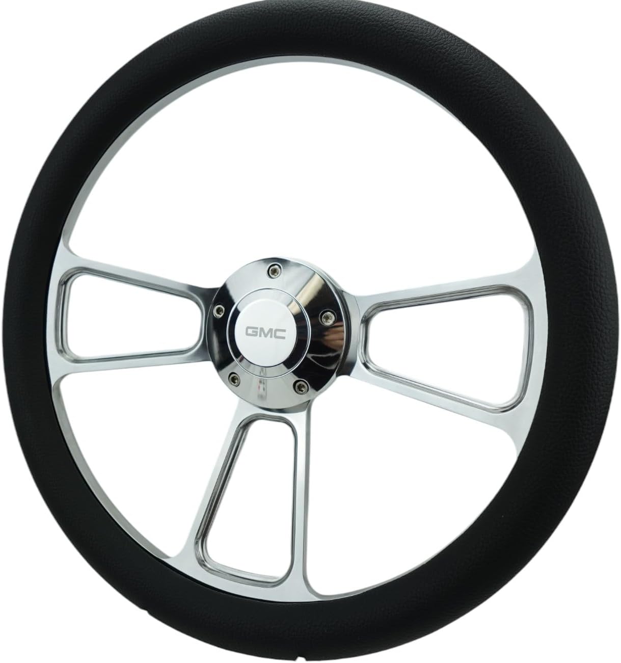 Compatible with 1974-1994 GMC C-Series Pick-Up Truck - Black & Chrome Steering Wheel - Full Kit