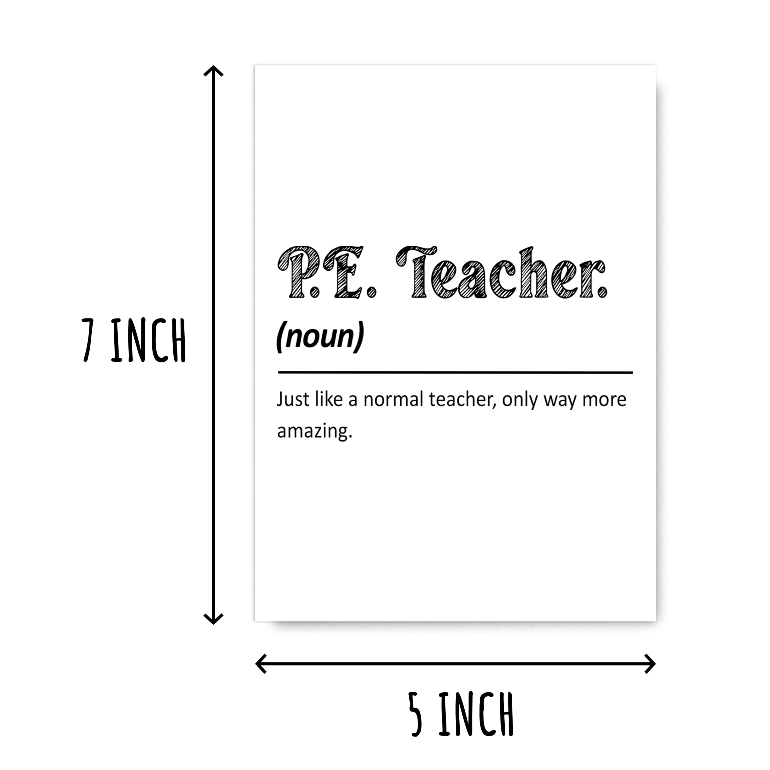 Pe Teacher Definition Card - Teachers Day - Appreciation Greeting Card - Thank You - Gift For Pe Teacher - Gift From Student - Funny