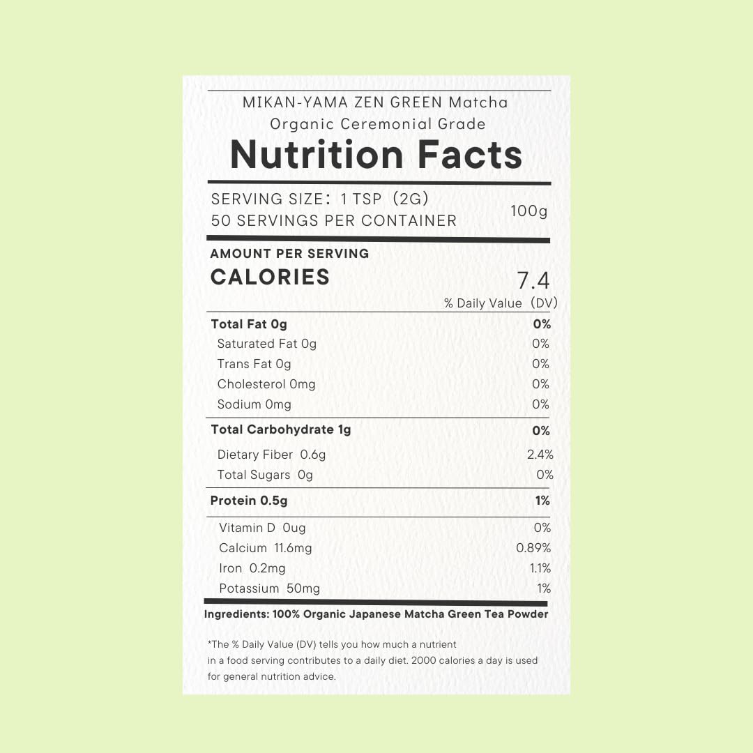 MIKAN-YAMA ZEN GREEN Organic Matcha Powder 100 Authentic Japanese Ceremonial Grade Single Origin from Shizuoka Japan 100g 3 — view 2