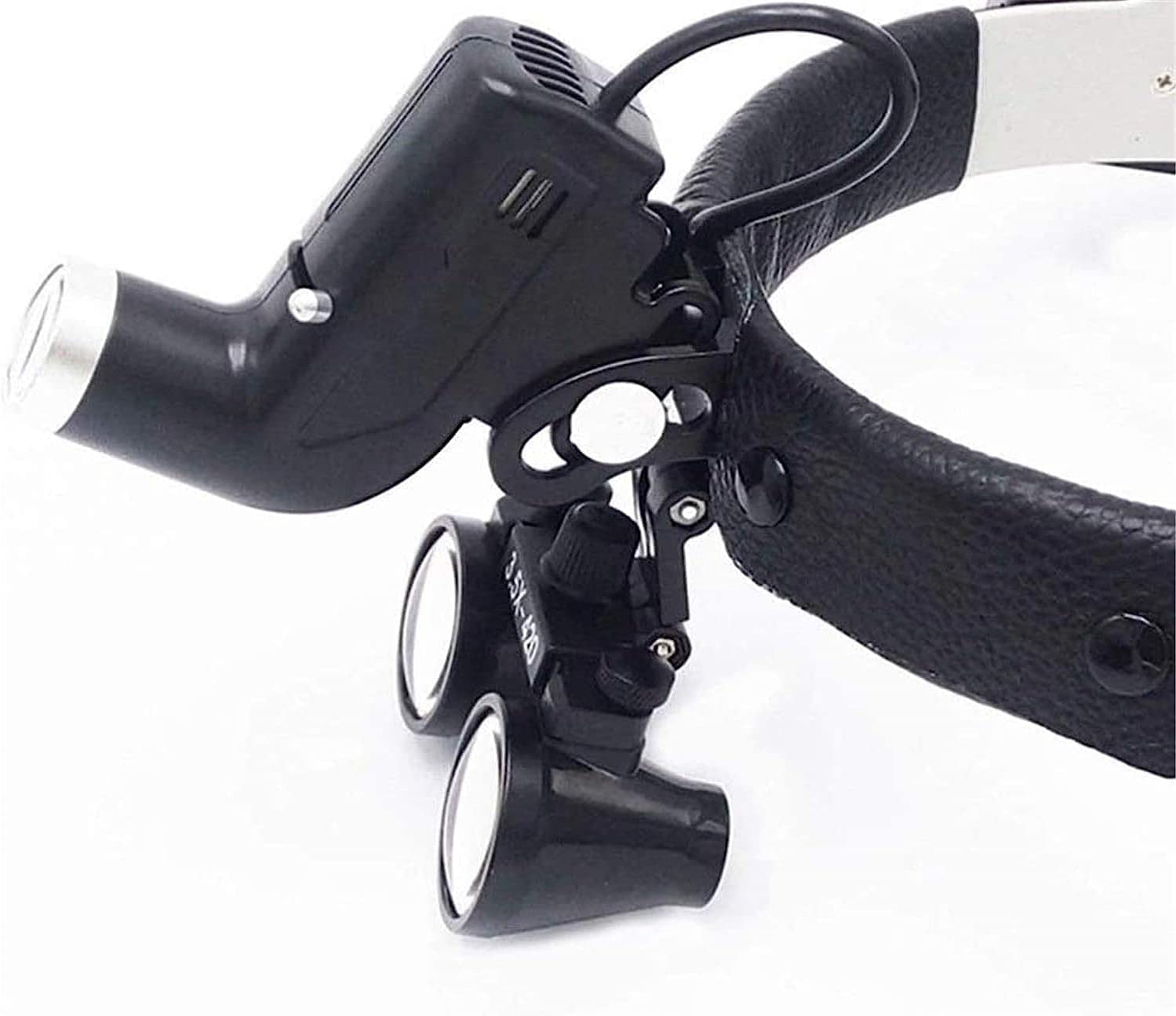 Kopfbandlupe, Handlupe, 3,5-Fache Vergrößerung Mit 5-W-Led-Scheinwerfer, Leder-Kopfbandlupe Mit Licht, Operationslupe
