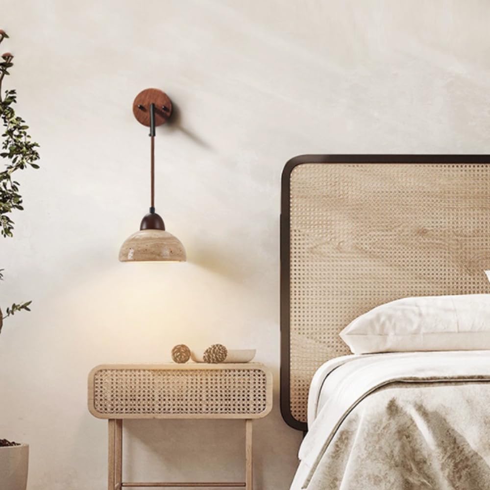Industrial Style Wall Light, G9 Source Yellow Travertine Lamp, Single Head Minimalist Sconce, Dining Room Bedroom Living Mounted Lighting Fixtures